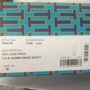 Tory Burch EEL Leather Lila 90MM Knee Boot Tan Size 9